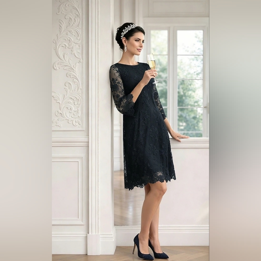 Sara Sabella Navy Blue Sheath Column Party Mini Dress Cocktail Dress Size 6